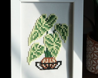 Framed Diamond Art Painting | Houseplants | Syngonium | Plant Lover | Artificial Plant | Housewarming | Appreciation Gift