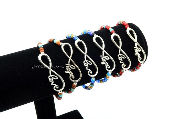 Love or Hope Charm Bracelet Friendship Bracelet Back to School