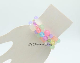 Acrylic Mixed Bead Stretch Bracelet Set | Birthday Gift | Childs Bracelet | Birthday Party | Play Date | Children's Jewelry