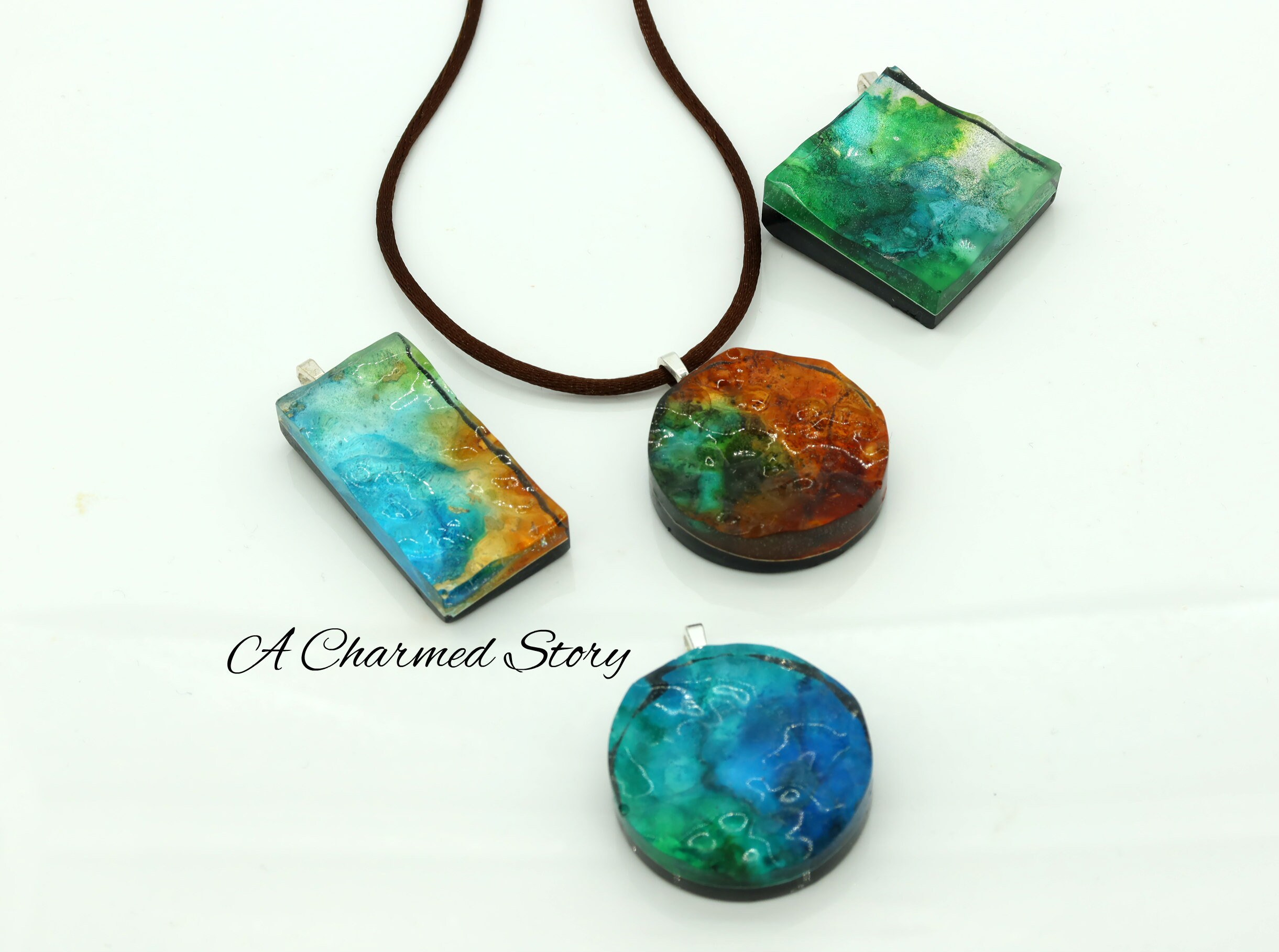 Ripple Alcohol Ink Pendant Necklace Birthday Just Because - Etsy