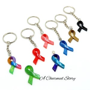 Awareness Ribbon Keychain | Cancer Awareness | Cancer Survivor | Caregiver Support | Mental Health Awareness | Multiple Ribbon