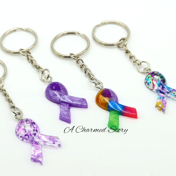 Awareness Ribbon Keychain | Purple Ribbon | Ribbon Mix | Pancreatic Cancer | Cancer Survivor | We're In This Together | Caregiver Support