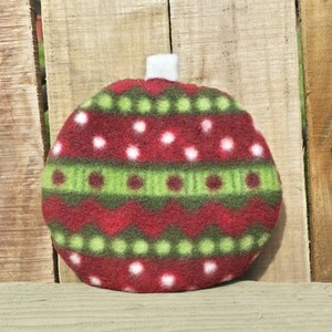 Ornament Design Christmas gift, Rice heating pad, microwave heating pad, reusable fleece cold compress, handmade bed warmer, 6&quot; diameter