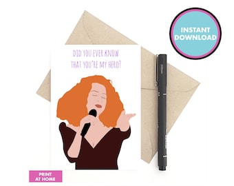 Bette Midler card - Hero - 90s greeting card - Print at home card