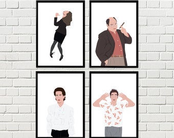 Seinfeld poster set of 4 posters - Jerry Seinfeld - Elaine Benes - George Costanza - Cosmo Kramer - Print at home posters - A3, A4, A5 size