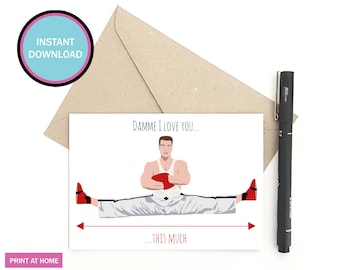 Jean Claude Van Damme card - JCVD card - Epic splits card -  Print at home card