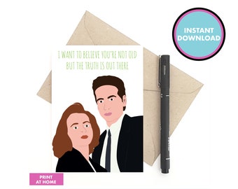 X-Files card - X-Files birthday card - Mulder and Scully card - 90s card