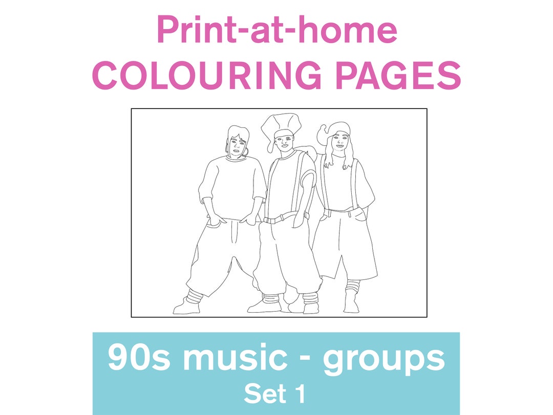 90s Music Colouring Pages TLC Nsync Boyz II Men Hanson Spice Girls