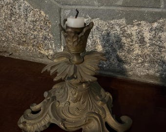 Bougeoirs fleurs vintage plaqués argent - Lot de 2 - France