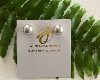 Sale- Silver/grey  shell pearl stud earrings