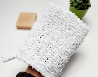 100% Cotton Bath Mitt, Shower Wash Cloth, Handmade Crochet Exfoliating Mitt