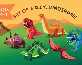 Dinosaurs and Pet animals 3d Puzzle for Kids Activities Combo Gifts for Kids Activities Adults DIY Paper Craft Kit Eco-Friendly Paper Model