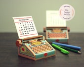 2024 & 2023 DIY Printable Typewriter Desk Calendar | Colourful Miniature Paper Papercraft | A4 template pdf | Gift Colleague Writer Author