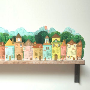 2023 Calendar | 3D Landscape Desk Calendar made of Paper | DIY Printable A4 template | Instant Download | Village Rustic Pretty Gift Shelf