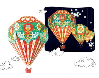 Big & Small Hot Air Balloon DIY Lampshade Saver Combo - Red | Save 30% | Includes 1 Big and Small Red Hot Air Balloon Paper Craft Kit