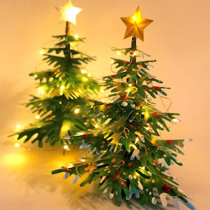 Eco-friendly Paper Christmas Tree with Fairy Lights: Physical Pre-cut DIY Paper Craft Kit with battery operated lights | Christmas Decor