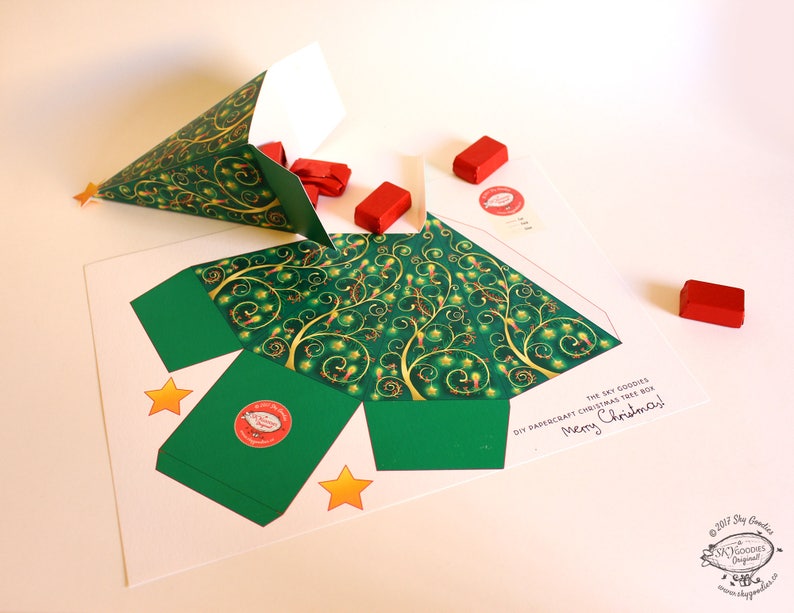 Christmas Tree DIY Printable Gift Box / Party Favor Box Easy Etsy