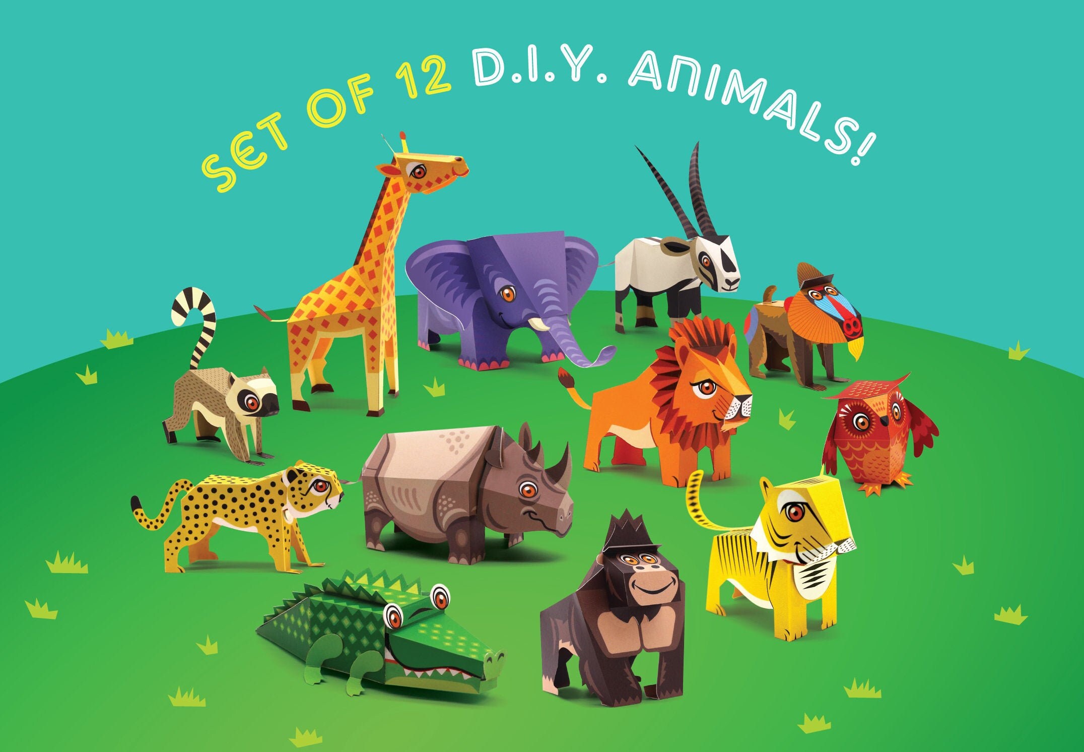 Set of 12 Printable DIY Mini Animal Paper Toys Educational | Etsy