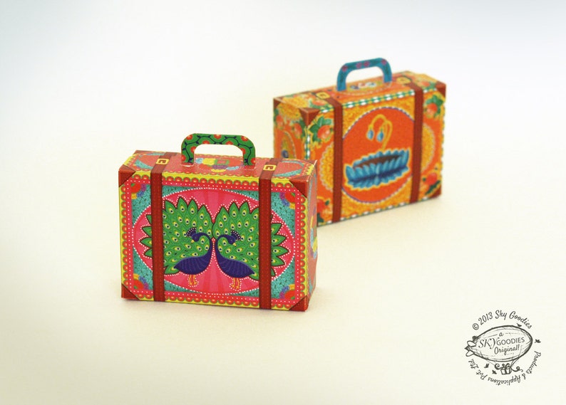 DIY Paper Gift Box / Favor Box Colorful Mini Suitcases Set Etsy
