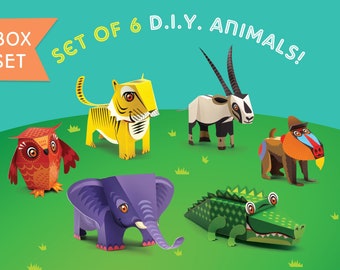 3D Puzzle of 12 Endangered Animals DIY Fun Craft for Kids Educational Paper Toy Combo for Craft Activities