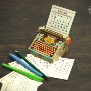 2024 & 2023 DIY Printable Typewriter Desk Calendar Colourful image 4