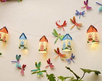 DIY Paper Mini Happy Home Fairy Lights & Dragonflies Wall Decor Saver Combo | Save 20% | Party Decor | DIY Paper Craft kit | Eco-Friendly