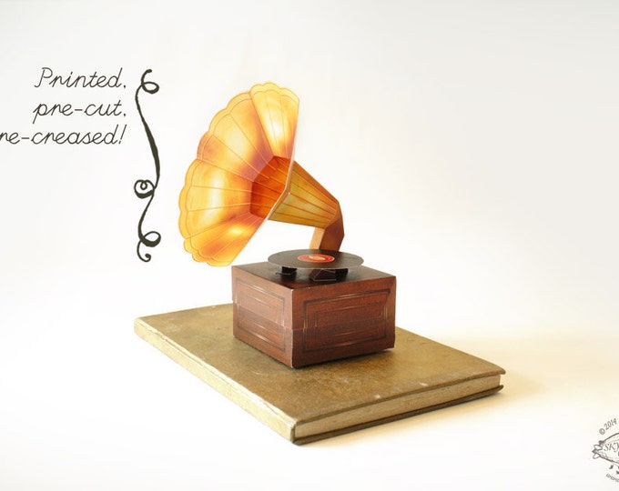 Printed Papercraft DIY Gramophone Paper Gift Box / Favor Box Realistic ...