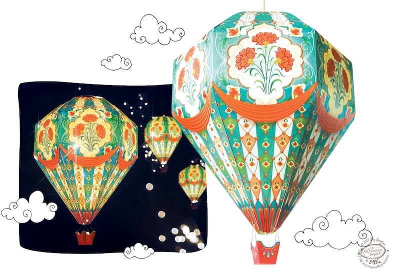 Big Diy Paper Hot Air Balloon Lamp Shade Blue Physical Image 0