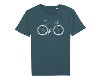 Road bike T-shirt made of fair trade organic cotton in petrol - Mia Cartoleria