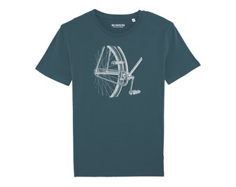 Bicycle T-shirt with bottom bracket motif made of organic cotton