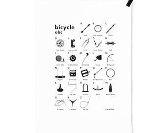 Bicycle tea towel - Bicycle ABC made of half linen with extra hanger