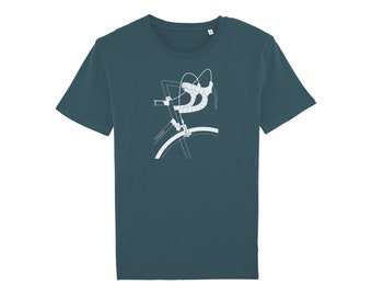 Road bike T-shirt with racing handlebar motif made of organic cotton