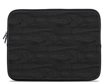 Laptop Sleeve Bag Case - Black Woodgrain - Neoprene Padded - Fits MacBooks + More