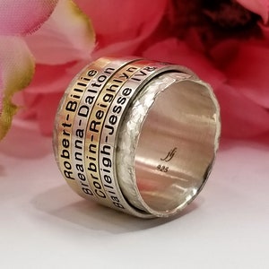 Spinner Ring - Meditatie Ringen - Spinning Ring - Fidget Ringen - 4 Gegraveerde Spinners / Cadeau voor haar / Cadeau voor moeder / Gepersonaliseerde Ring