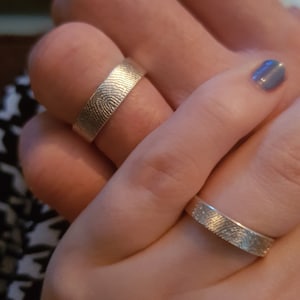 Fingerprint Rings - Matching Wedding Set - Wedding Rings / Matching Wedding Bands / His and Hers Sets / Sterling Silver / Engagement Rings
