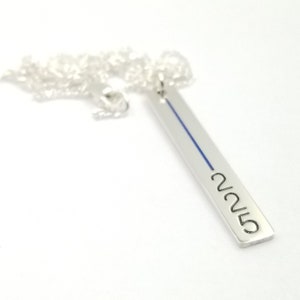 Vertical Thin Blue Line Necklace - Police Wives / Law Enforcement Badge Number / Police Gift / Gift for Her / Cop Necklace