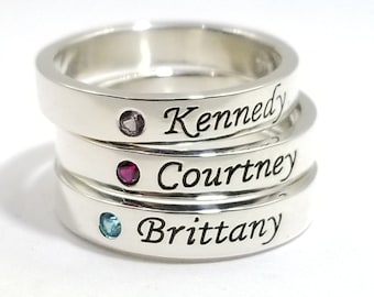 Mothers Rings - Birthstone Rings - Stackable Rings / Dainty Name Ring / Gift for Mom / Stacking Ring / Personalized Ring / Dainty Rings