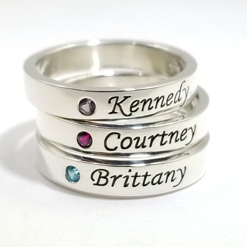 Mothers Rings Birthstone Rings Stackable Rings / Dainty Etsy