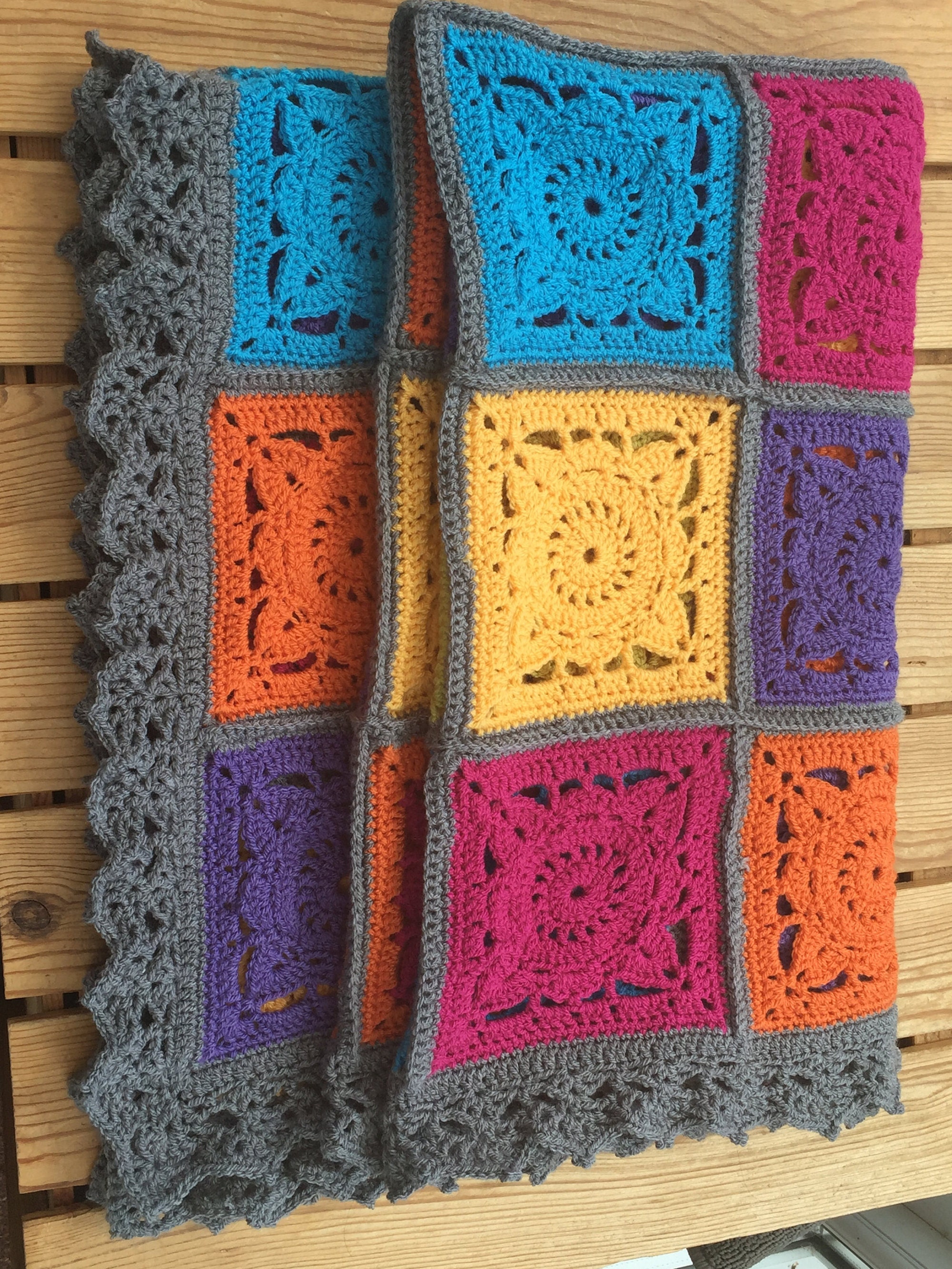 Granny square crochet blanket rug afghan. Willow square | Etsy