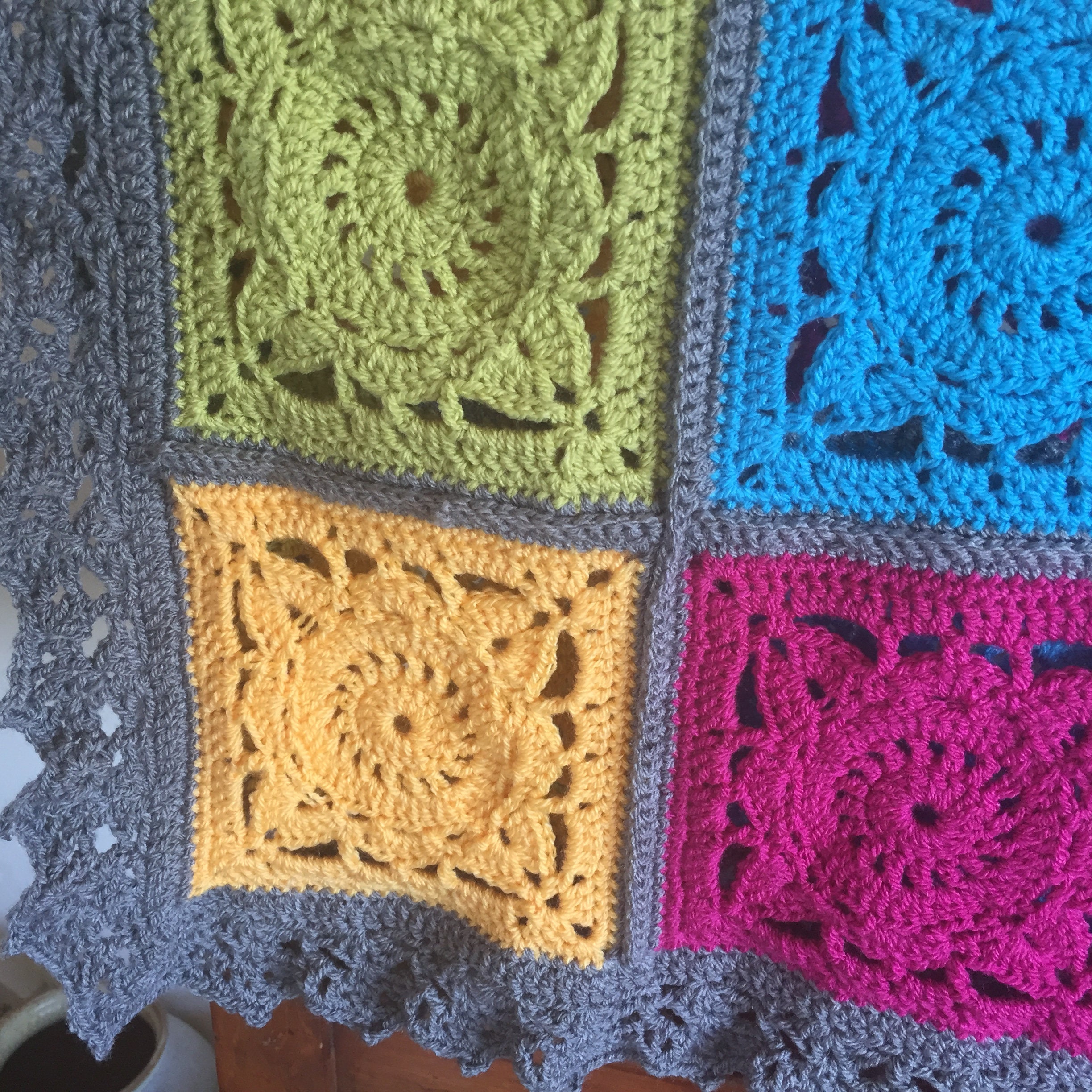 Granny square crochet blanket rug afghan. Willow square Etsy