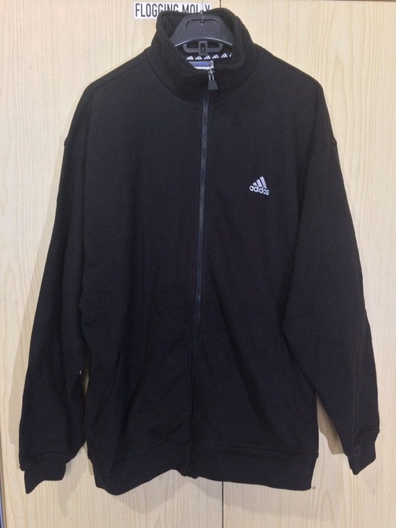 L Vintage Adidas Plain Black heavy Cotton Retro t… - image 1