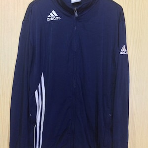 XL Vintage Adidas Navy Blue trefoil Retro track suit tracksuit top track jacket sweat shirt pull over warm up full zip sweater sport wear image 1