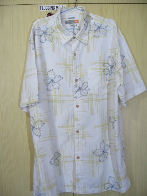 XL Rayon Vintage 1990s QUICKSILVER Hawaiian Shirt… - image 1