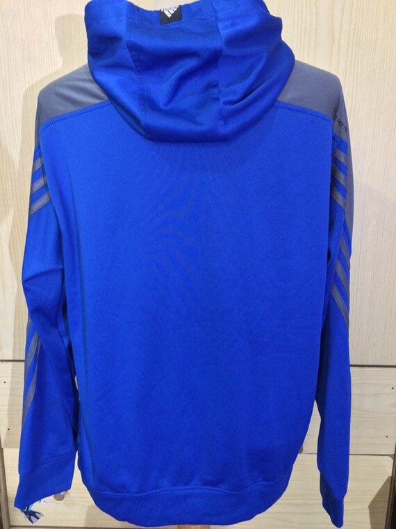 L Vintage ADIDAS Basketball Blue Hooded hoodie tr… - image 2