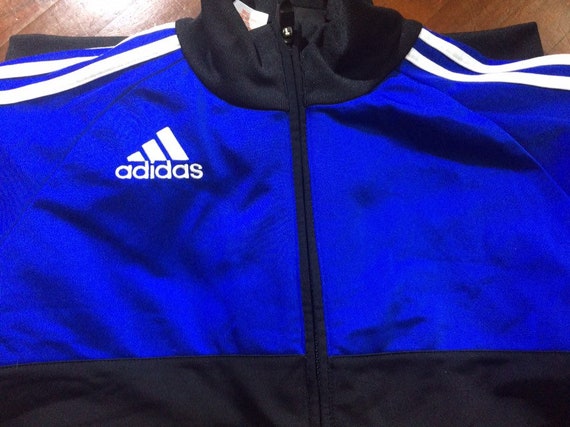 XL womens Vintage ADIDAS Trefoil Blue Black track… - image 3