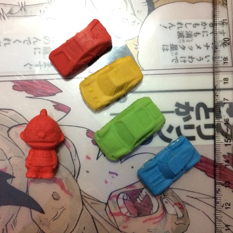 Vintage Retro toys 80s Japan Sport super Car cars Oldschool Kinkeshi Rubber toys M.U.S.C.L.E muscleman Figure toys LOT of 5 japanese
