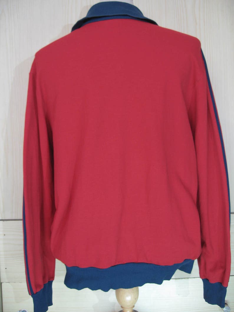 Vintage Adidas Oldschool 1980s Red Dark Blue Tracksuit Top Warm up ...