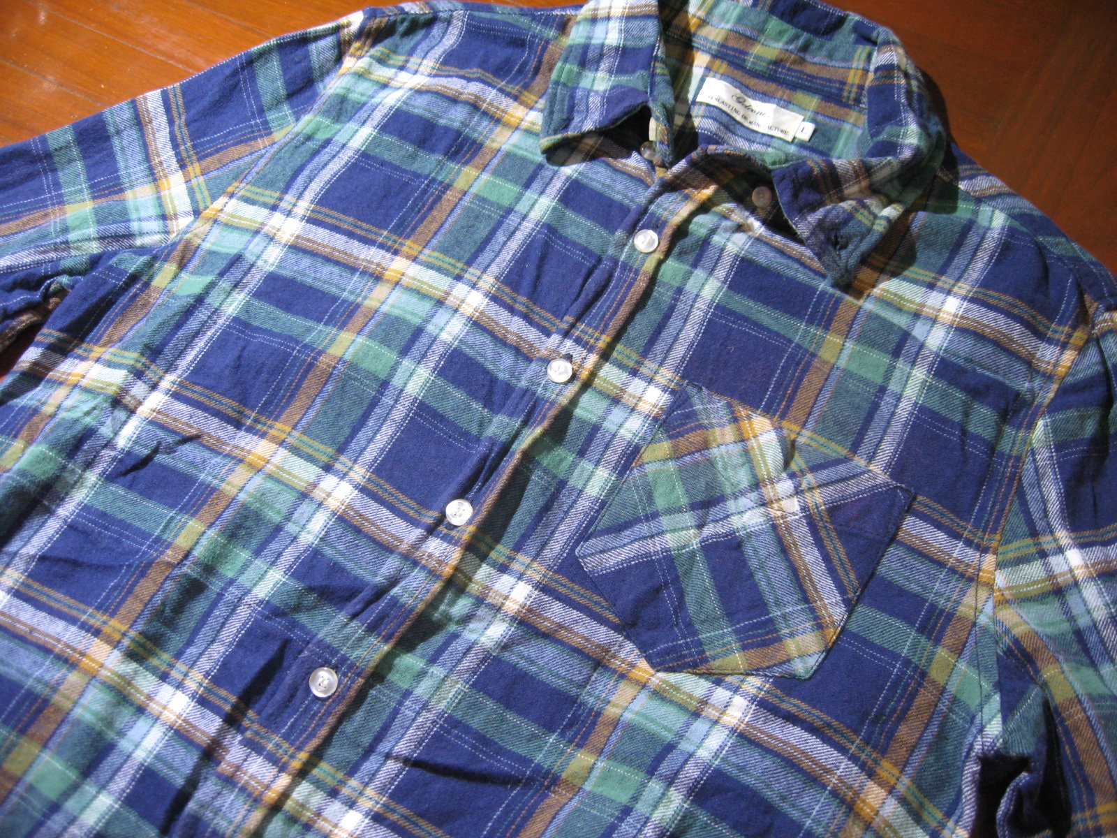 Vintage Japanese Flannel Long Sleeved Shirt Japan Casual Pocket Checked ...