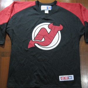 Vintage des années 90 CCM Devils du New Jersey usa nhl glace chandail hockey LNH en jersey à manches longues fabriqué en Corée hommes taille L