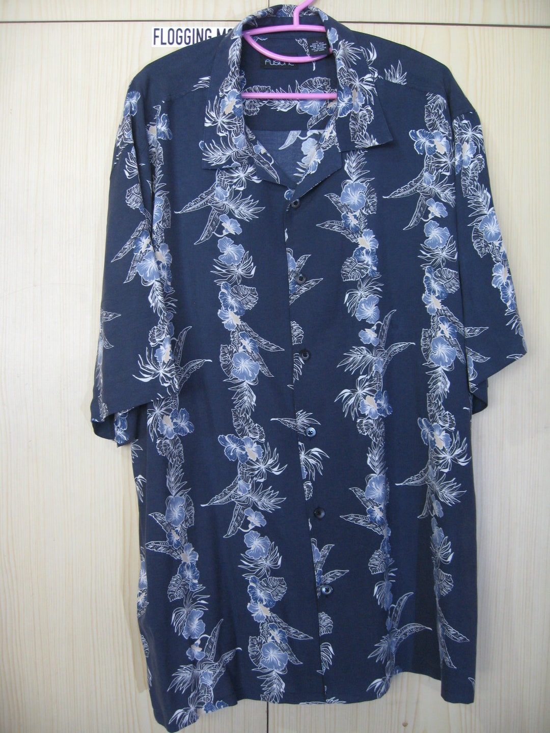 Mens L Silk 100% Vintage 1990s Fusion Hawaiian Navy Blue Short - Etsy